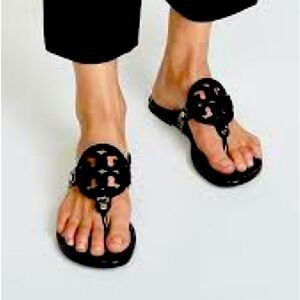 Tory Burch Miller sandal - black patent - 8 m - worn once. Like new w dust bag